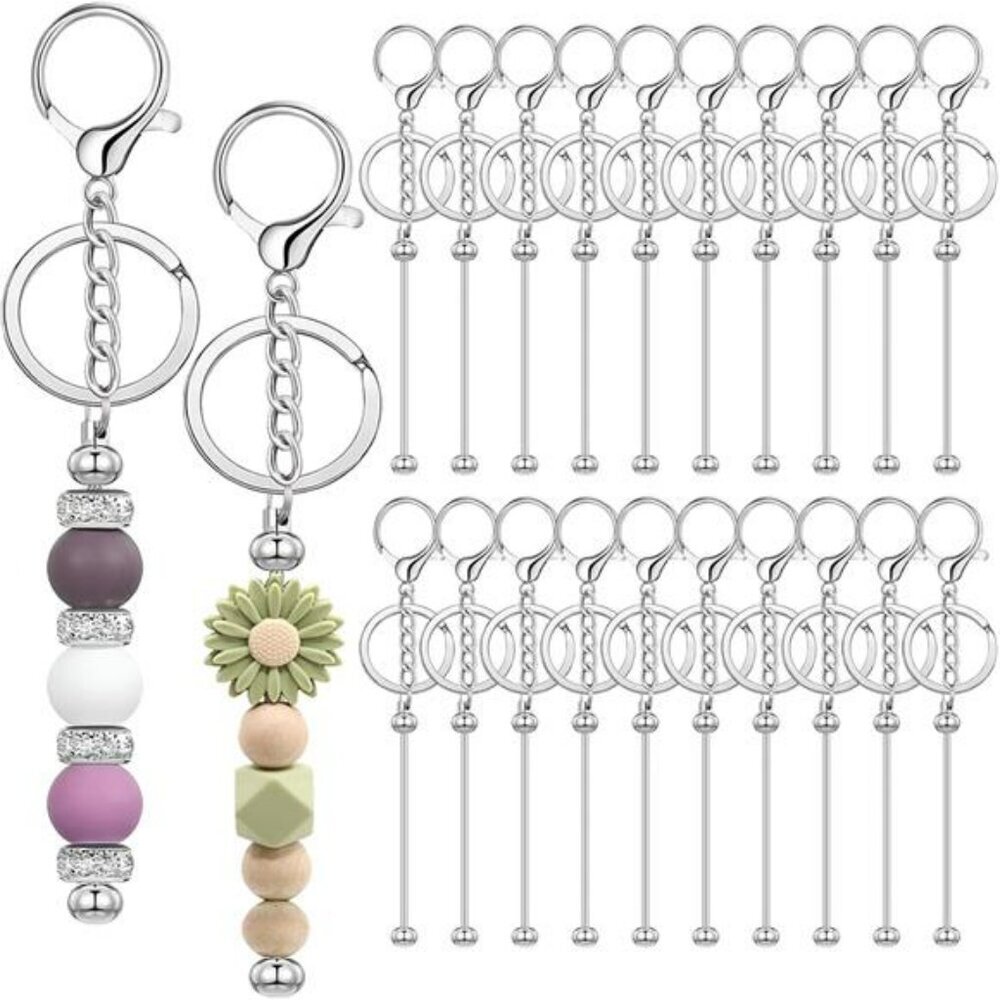 Beadable Keychain Bars Bulk for DIY Beaded Keychains Purse Charms Craft Gift